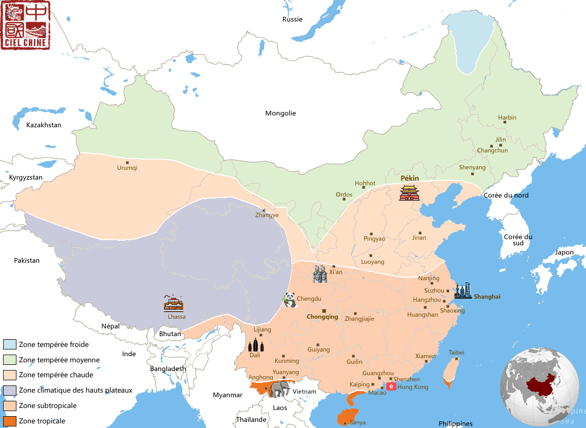 Carte des climats en Chine